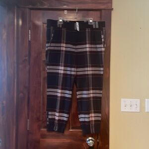 NWT. Loft Plaid Pants color navy burgundy